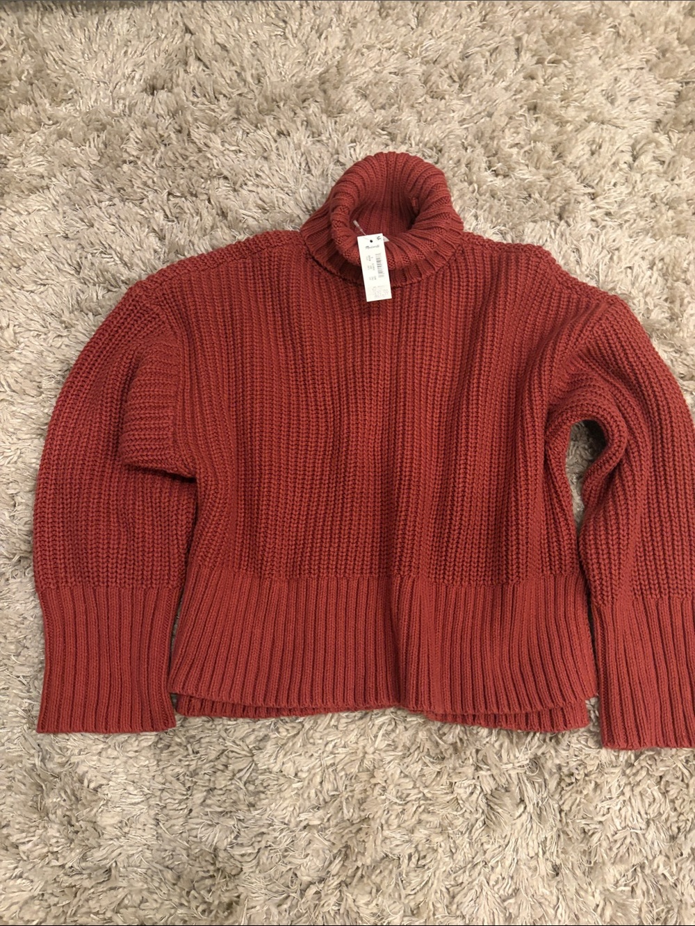 Madewell Rust Red Turtleneck Chunky Knit Sweater